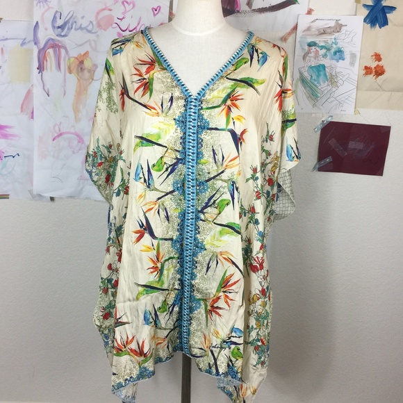 Johnny Was Sweaters - Johnny Was Salinas Silk Poncho 3X
